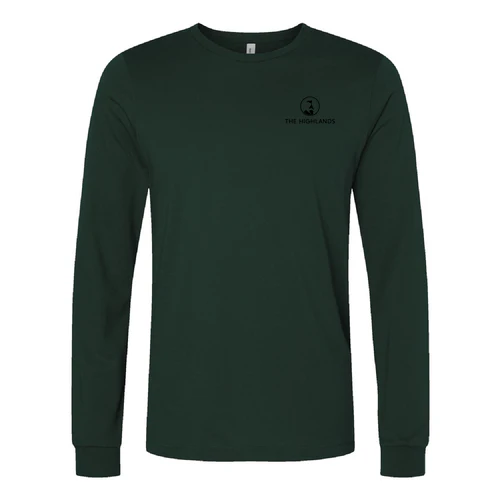 The Highlands Adult Long Sleeve Black Chest and Back Logo Forest - Image 2