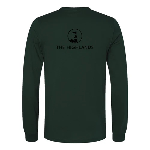 The Highlands Adult Long Sleeve Black Chest and Back Logo Forest - Image 4