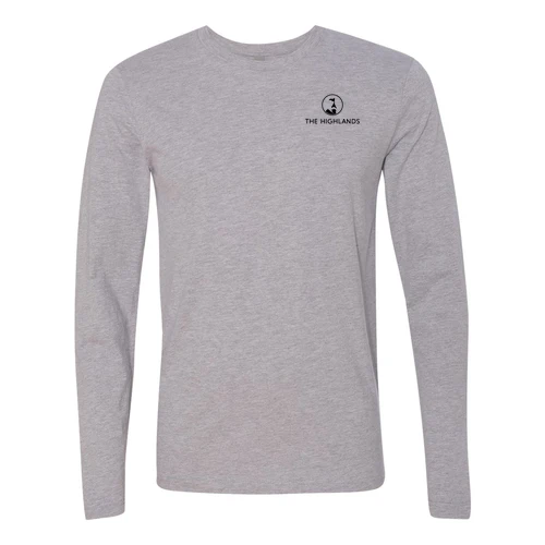 The Highlands Adult Long Sleeve Black Chest and Back Logo Heather Grey - Image 2
