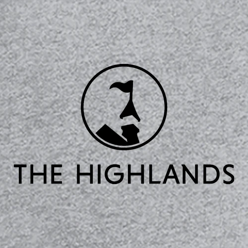 The Highlands Adult Long Sleeve Black Chest and Back Logo Heather Grey - Image 3