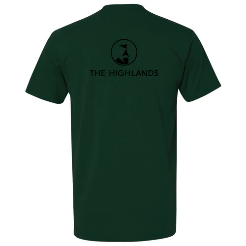 The Highlands Adult T-Shirt Black Chest and Back Logo Forest - Image 4