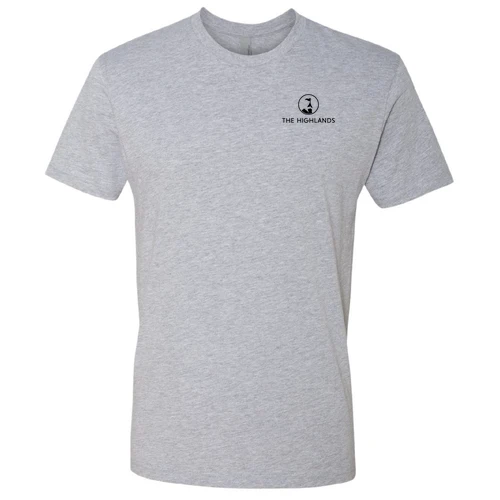 The Highlands Adult T-Shirt Black Chest and Back Logo Heather Grey - Image 2