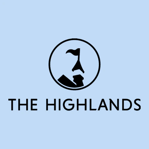 The Highlands Adult T-Shirt Black Chest and Back Logo Light Blue - Image 3