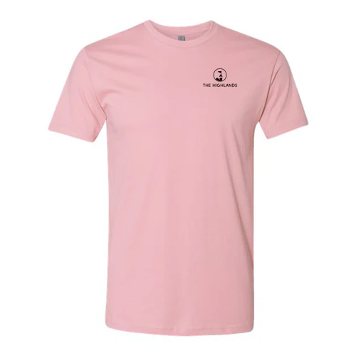 The Highlands Adult T-Shirt Black Chest and Back Logo Pink - Image 2