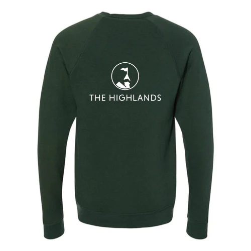 The Highlands Adult Crewneck White Chest and Back Logo Forest - Image 4