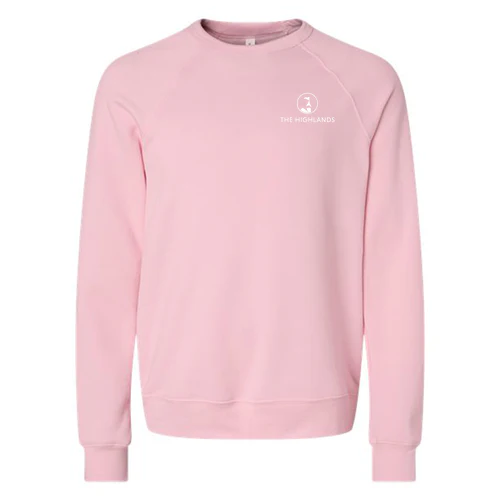 The Highlands Adult Crewneck White Chest and Back Logo Pink - Image 2