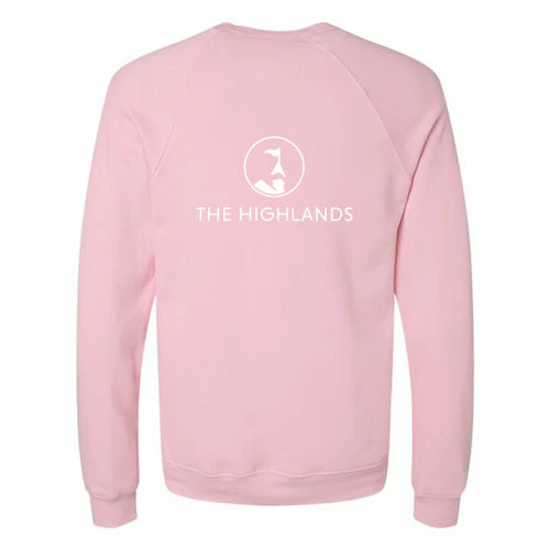 The Highlands Adult Crewneck White Chest and Back Logo Pink - Image 4