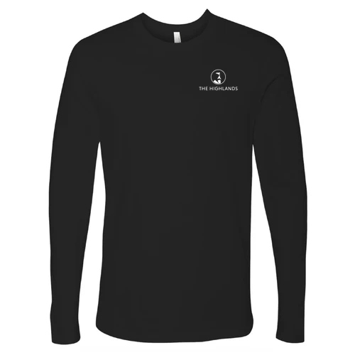 The Highlands Adult Long Sleeve White Chest and Back Logo Black - Image 2