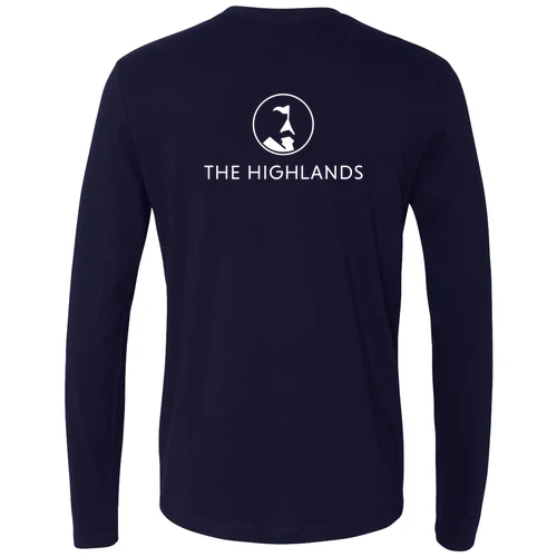 The Highlands Adult Long Sleeve White Chest and Back Logo Navy - Image 4
