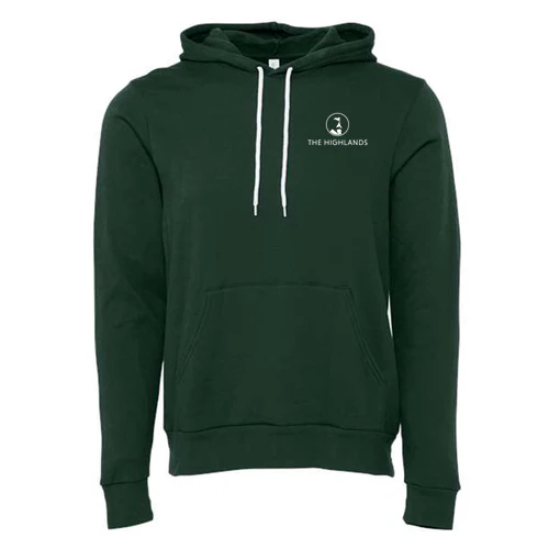 The Highlands Adult Hoodie White Chest and Back Logo Forest - Image 2
