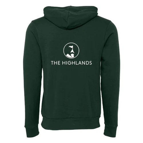 The Highlands Adult Hoodie White Chest and Back Logo Forest - Image 4
