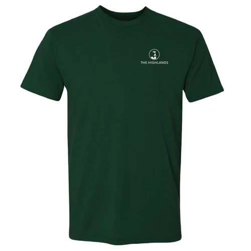 The Highlands Adult T-Shirt White Chest and Back Logo Forest - Image 2