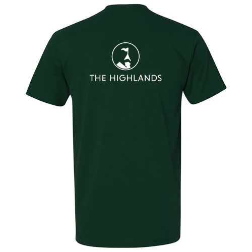The Highlands Adult T-Shirt White Chest and Back Logo Forest - Image 4