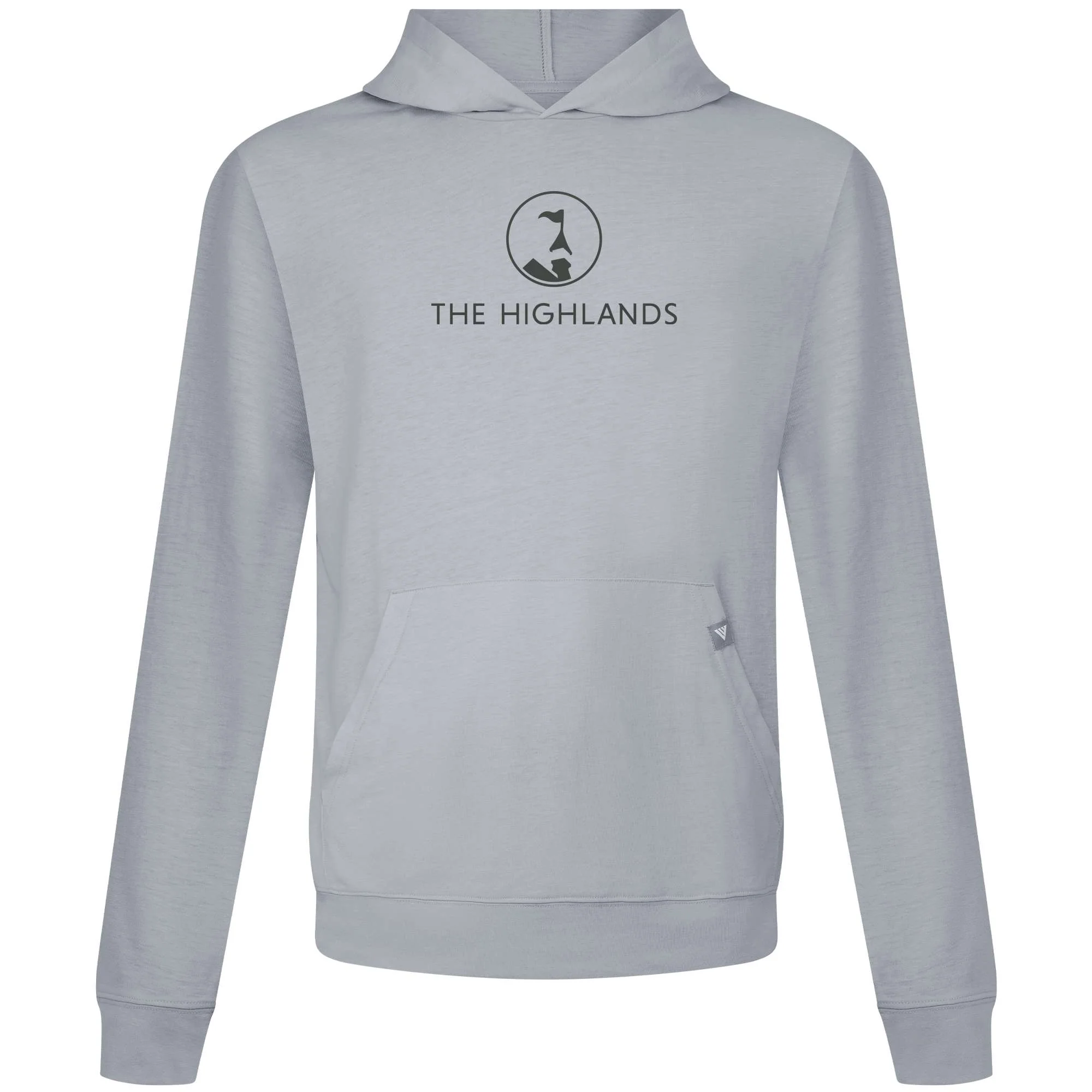 The Highlands Men's Lightweight Tech Hoody Grey Chest Logo - Image 2