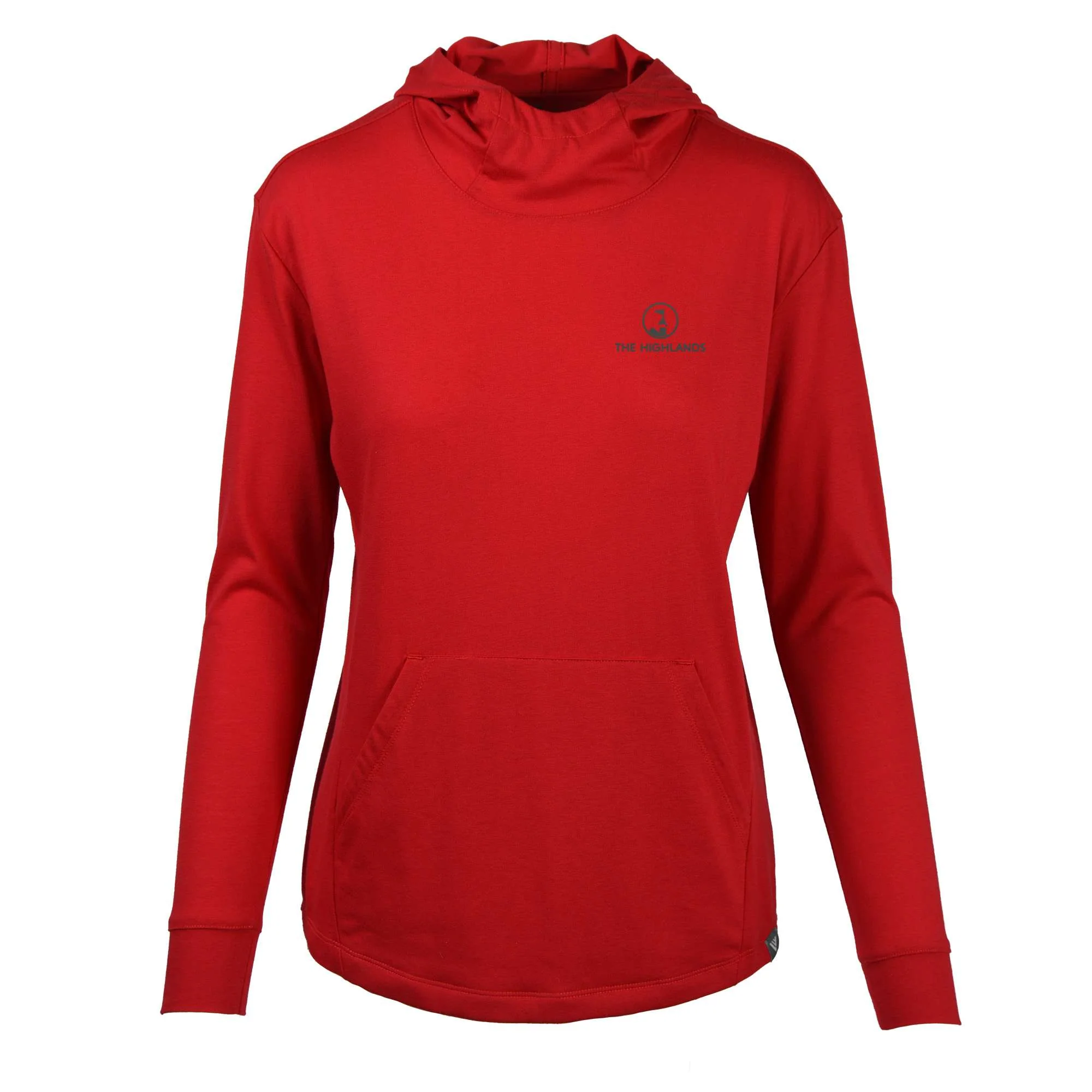 The Highlands Women's Lightweight Tech Hoody Grey Small Chest Logo