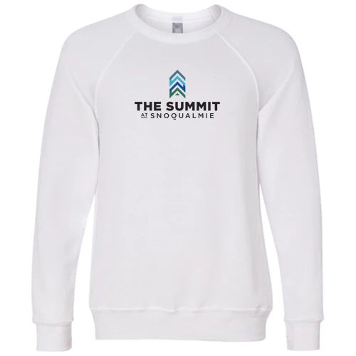 The Summit at Snoqualmie Adult Crewneck Full Color Chest Logo White