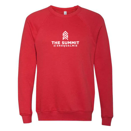 The Summit at Snoqualmie Adult Crewneck White Chest Logo Red