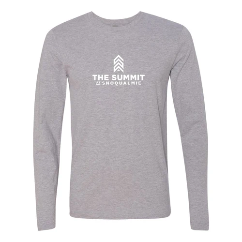 The Summit at Snoqualmie Adult Long Sleeve White Chest Logo Heather Grey