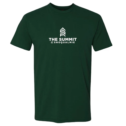 The Summit at Snoqualmie Adult T-Shirt White Chest Logo Forest
