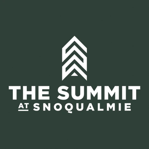 The Summit at Snoqualmie Adult T-Shirt White Chest Logo Forest - Image 2