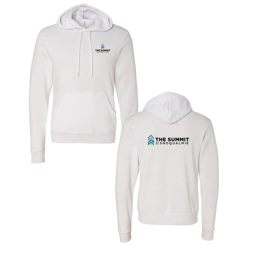 The Summit at Snoqualmie Adult Hoodie Full Color Chest and Back Logo White