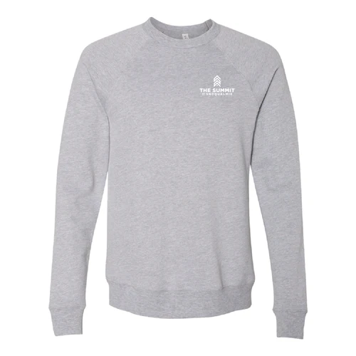 The Summit at Snoqualmie Adult Crewneck White Chest and Back Logo Athletic Heather - Image 2