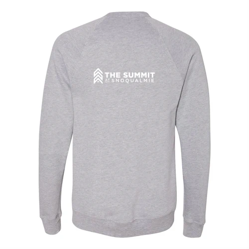 The Summit at Snoqualmie Adult Crewneck White Chest and Back Logo Athletic Heather - Image 4