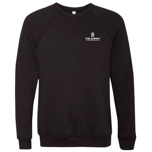The Summit at Snoqualmie Adult Crewneck White Chest and Back Logo Black - Image 2