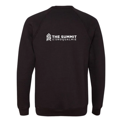 The Summit at Snoqualmie Adult Crewneck White Chest and Back Logo Black - Image 4