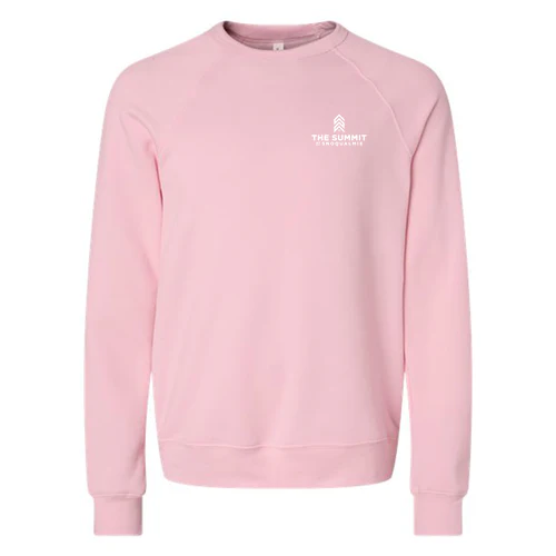 The Summit at Snoqualmie Adult Crewneck White Chest and Back Logo Pink - Image 2