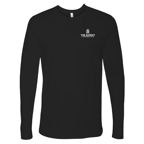The Summit at Snoqualmie Adult Long Sleeve White Chest and Back Logo Black - Image 2