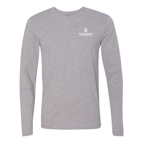 The Summit at Snoqualmie Adult Long Sleeve White Chest and Back Logo Heather Grey - Image 2