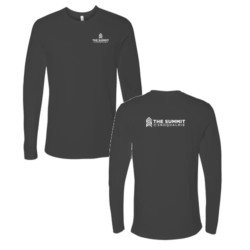 The Summit at Snoqualmie Adult Long Sleeve White Chest and Back Logo Heavy Metal