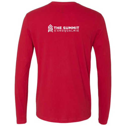 The Summit at Snoqualmie Adult Long Sleeve White Chest and Back Logo Red - Image 4