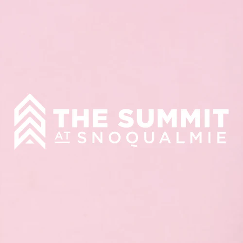 The Summit at Snoqualmie Adult Hoodie White Chest and Back Logo Pink - Image 5