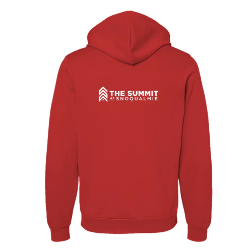 The Summit at Snoqualmie Adult Hoodie White Chest and Back Logo Red - Image 4