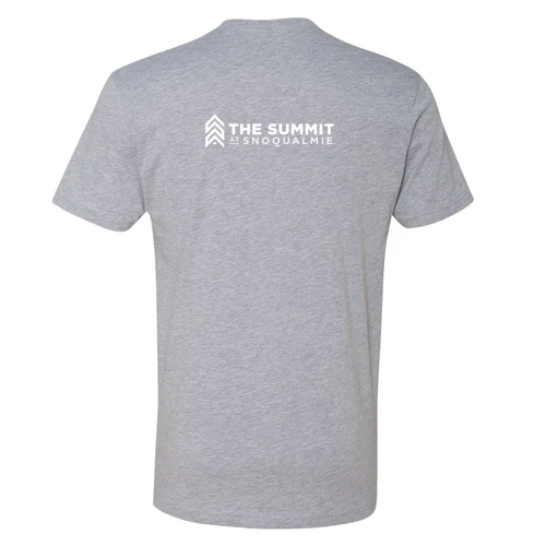 The Summit at Snoqualmie Adult T-Shirt White Chest and Back Logo Heather Grey - Image 4