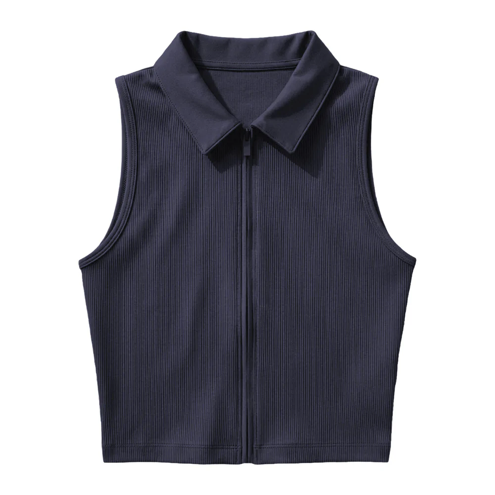 TravisMathew Women's MoveKnit Rib Sleeveless Zip Polo Shirt